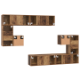 Conjunto de mueble de TV 8 pcs Madera envejecida