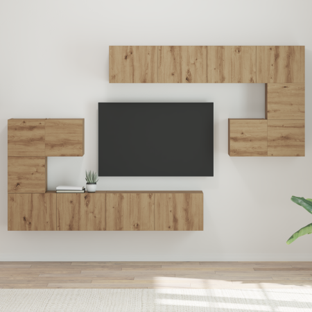Conjunto de mueble de TV 8 pcs Roble artesanal