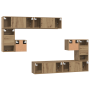Conjunto de mueble de TV 8 pcs Roble artesanal