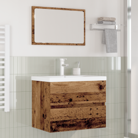 Juego de muebles de baño 3 pcs Madera antigua 60 x 38.5 x 45 cm