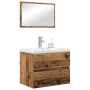 Juego de muebles de baño 3 pcs Madera antigua 60 x 38.5 x 45 cm