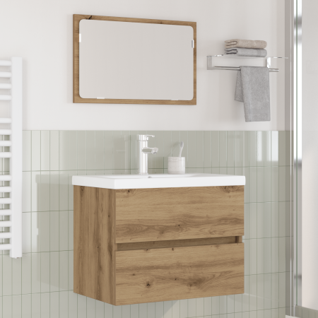 Juego de muebles de baño 3 pcs Roble negro 60 x 38.5 x 45 cm
