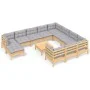 Garden furniture set 12 pieces and pine wood cushions by vidaXL, Garden sets - Ref: Foro24-3097048, Price: 892,29 €, Discount: %