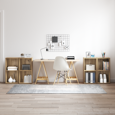 Conjunto de mueble de TV con estante 4 pcs Roble artesanal