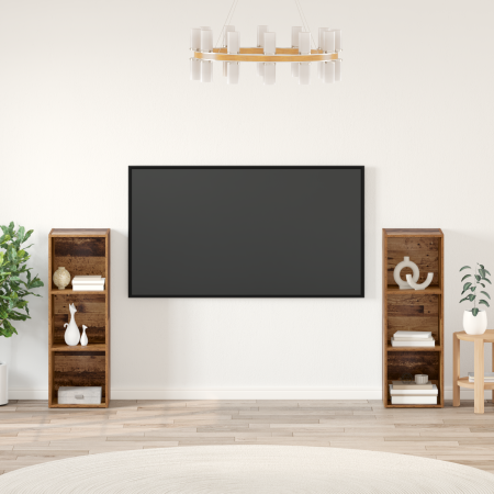 Conjunto de mueble de TV con estante 2 pcs Madera envejecida