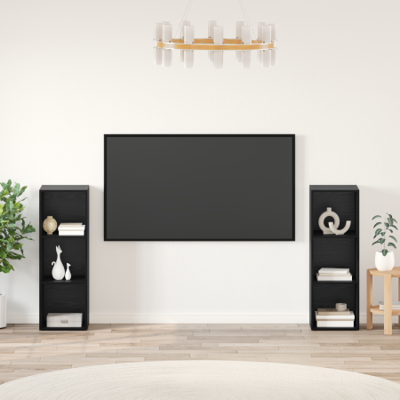 Conjunto de mueble de TV 2 pcs Roble negro 107 x 35 x 37 cm