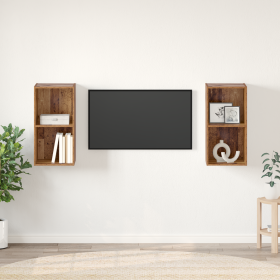 Mueble de TV de Pared 2 pcs Madera envejecida 37 x 37 x 72 cm