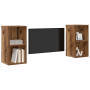 Mueble de TV de Pared 2 pcs Madera envejecida 37 x 37 x 72 cm