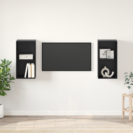 Mueble de TV de Pared 2 pcs Roble negro 37 x 37 x 72 cm