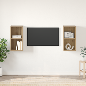 Mueble de TV de Pared 2 pcs Roble artesanal 37 x 37 x 72 cm
