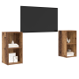 Conjunto de mueble de TV con estante 2 pcs Madera envejecida