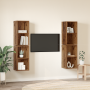 Mueble de TV de Pared 4 pcs Madera envejecida 37 x 37 x 72 cm