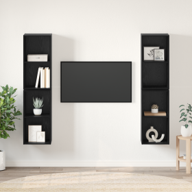 Mueble de TV de Pared 4 pcs Roble negro 37 x 37 x 72 cm
