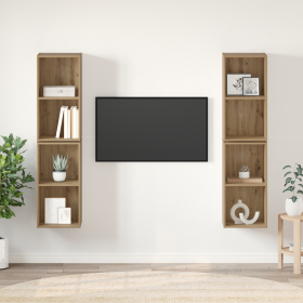 Mueble de TV de Pared 4 pcs Roble artesanal 37 x 37 x 72 cm