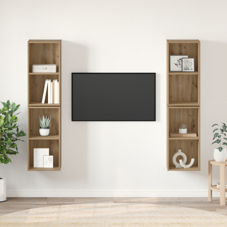 Mueble de TV de Pared 4 pcs Roble artesanal 37 x 37 x 72 cm
