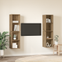 Mueble de TV de Pared 4 pcs Roble artesanal 37 x 37 x 72 cm