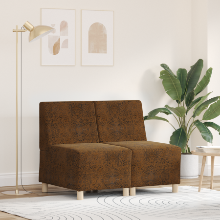 Sofá Sillón 2 pcs Marrón 55 cm Cuero de ante sintético