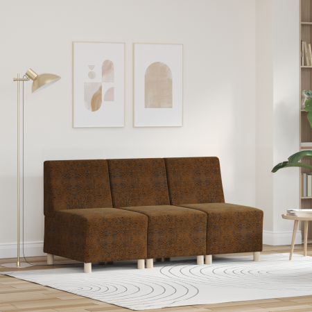 Sofá Sillón 3 pcs Marrón 55 cm Cuero de ante sintético