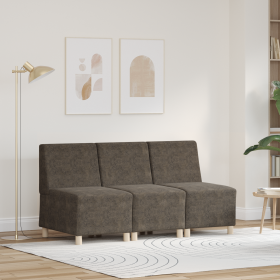 Sofá Sillón 3 pcs Gris oscuro 55 cm Cuero de ante sintético