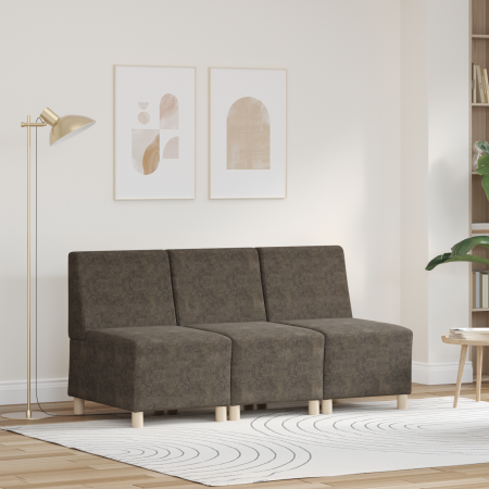 Sofá Sillón 3 pcs Gris oscuro 55 cm Cuero de ante sintético