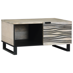 Mesa de Café con estante con almacenamiento con puerta Blanco