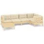 Garden furniture 6 pieces and cushions solid cream pine wood by vidaXL, Garden sets - Ref: Foro24-3096538, Price: 494,90 €, D...