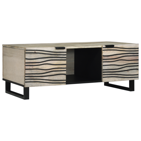 Mesa de Café con estante con almacenamiento con puerta Blanco