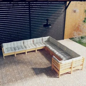 Gartenmöbel 10 Stück und Kissen aus cremefarbenem Kiefernholz von vidaXL, Gartensets - Ref: Foro24-3097007, Preis: 748,19 €, ...