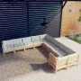 Garden furniture 10 pieces and cream pine wood cushions by vidaXL, Garden sets - Ref: Foro24-3097007, Price: 748,19 €, Discou...