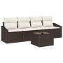 Conjunto de sofá de jardín 5 pcs Marrón y crema 55 x 55 x 37 cm