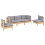 5-teiliges Gartenmöbel-Set mit Kissen aus massivem Kiefernholz von vidaXL, Gartensets - Ref: Foro24-3096183, Preis: 397,42 €,...