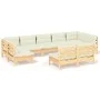 Muebles de jardín 9 pzas y cojines madera maciza de pino crema de vidaXL, Conjuntos de jardín - Ref: Foro24-3097199, Precio: ...
