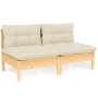 2-Sitzer Gartensofa mit Kissen massivem cremefarbenem Kiefernholz von vidaXL, Outdoor-Sofas - Ref: Foro24-3095992, Preis: 148...