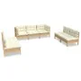 Gartenmöbel 7 tlg. und Kissen Kiefer Massivholz creme von vidaXL, Gartensets - Ref: Foro24-3096220, Preis: 554,53 €, Rabatt: %