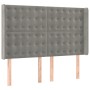 Cama box spring colchón y LED terciopelo gris claro 140x190 cm