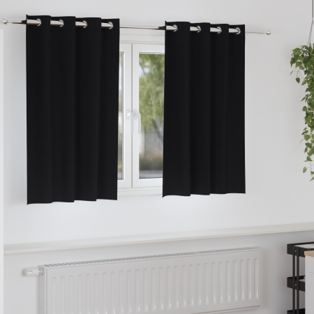 Cortinas con cortinas 2 pcs Negro 140 x 140 cm Poliéster