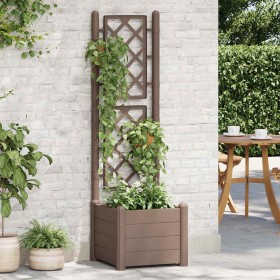 Jardinera con enrejado PP moca 43x43x142 cm