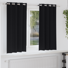 Cortinas con cortinas 2 pcs Negro 175 x 140 cm Poliéster