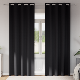 Cortinas con cortinas 2 pcs Negro 245 x 140 cm Poliéster