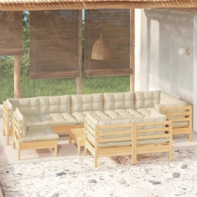 Gartenmöbel 10 Stück und Kissen solide Creme Kiefer Holz von vidaXL, Gartensets - Ref: Foro24-3096532, Preis: 854,95 €, Rabat...