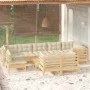 Garden furniture 10 pieces and solid pine wood cream cushions by vidaXL, Garden sets - Ref: Foro24-3096532, Price: 843,37 €, ...