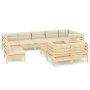 Garden furniture 10 pieces and solid pine wood cream cushions by vidaXL, Garden sets - Ref: Foro24-3096532, Price: 843,37 €, ...