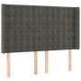 Cama box spring colchón y LED terciopelo gris oscuro 140x190 cm