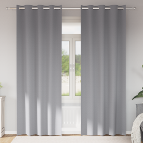 Cortinas con cortinas 2 pcs Gris claro 225 x 140 cm Poliéster