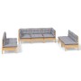 Garden furniture set 7 pieces and cushions solid pine wood by vidaXL, Garden sets - Ref: Foro24-3096219, Price: 552,58 €, Dis...