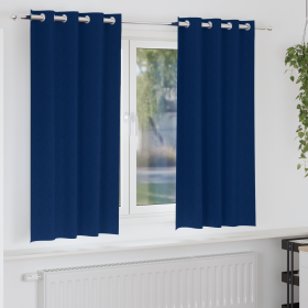 Cortinas con cortinas 2 pcs Azul oscuro 175 x 140 cm Poliéster