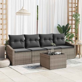 Conjunto de sofá de jardín con cojín 5 pcs Gris 55 x 55 x 37 cm