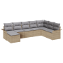 Conjunto de Sofá de Jardín de 8 Piezas con Cojines Beige Ratán