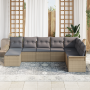Conjunto de Sofá de Jardín de 8 Piezas con Cojines Beige Ratán