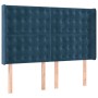 Cama box spring colchón y LED terciopelo azul oscuro 140x190 cm